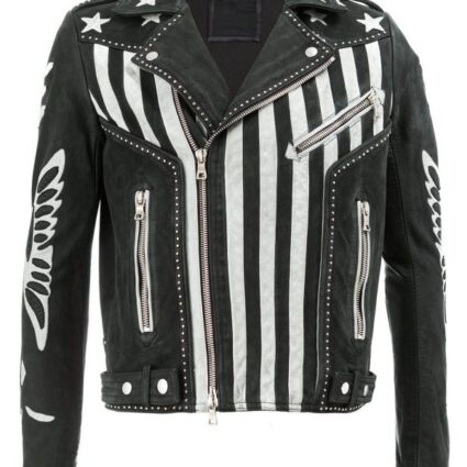Mens American Flag Designer Leather Jacket