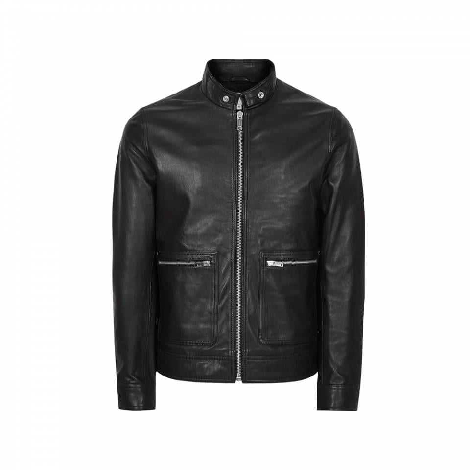 Men’s Black Reiss Biker Leather Jacket - A2 Jackets