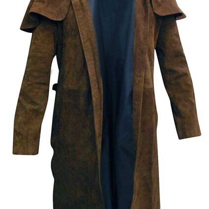 Men’s Long Length Suede Leather Trench Coat
