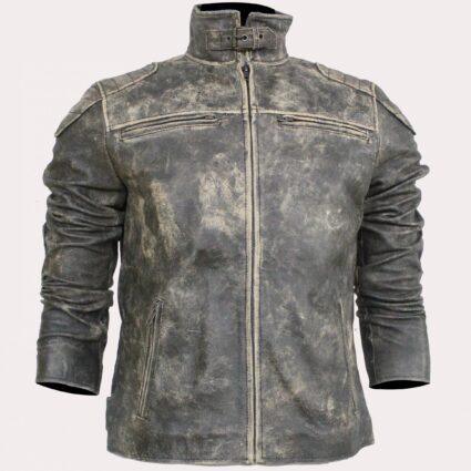 Mens Grey Gernal Biker Stylish Leather Jacket
