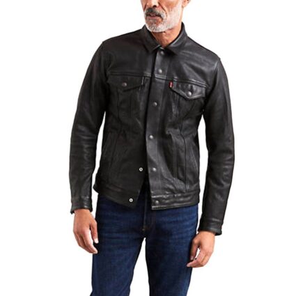 Mens Levis Black Leather Jacket