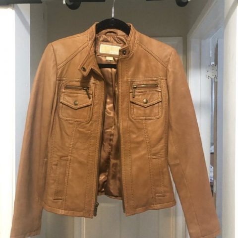 Mens Michael Kors Brown Leather Jacket