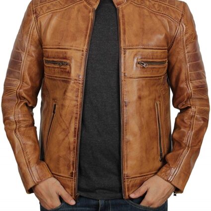 Men’s Motorcycle Brown Leather Jacket