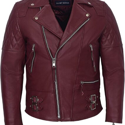 Men's Oxblood Biker Style Leather Jacket