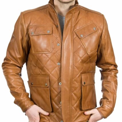 Men’s Quality Stitch Tan Brown Leather Jacket