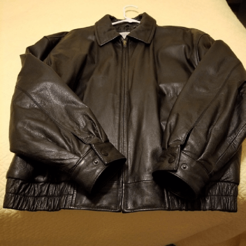 St. John’s Bay Black Leather Bomber Jacket