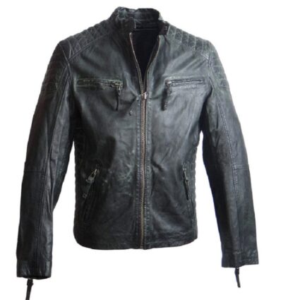 Mens Fashion Used Look Leather Jacket