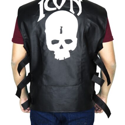 Men’s Skull Icon Motorcycle Leather Vest