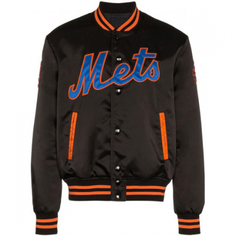 Mets New York Black Bomber Satin Jacket