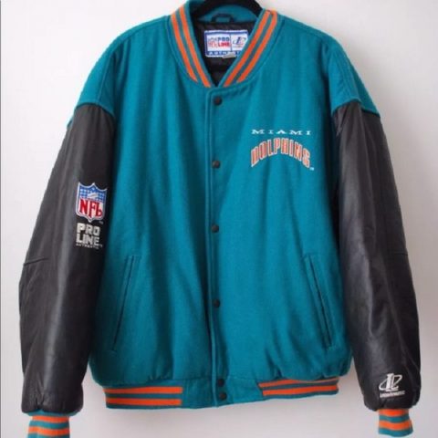 Mens Miami Dolphins NFL Proline Leather Jacket