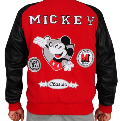Michael Jackson Mickey Mouse Red Varsity Jacket