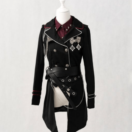 Womens Black Military Unifrom Style Lolita Cotton Coat