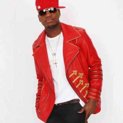 Military Style Ne-Yo Red Leather Jacket