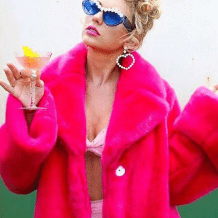 Taylor Swift Miss Americana Womens Fuchsia Pink Fur Coat