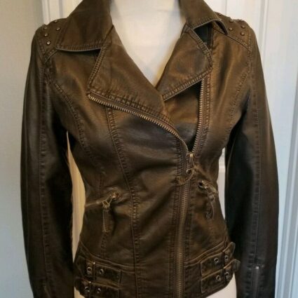 Womens Fashion Miss Sixty M60 Stud Leather Jacket