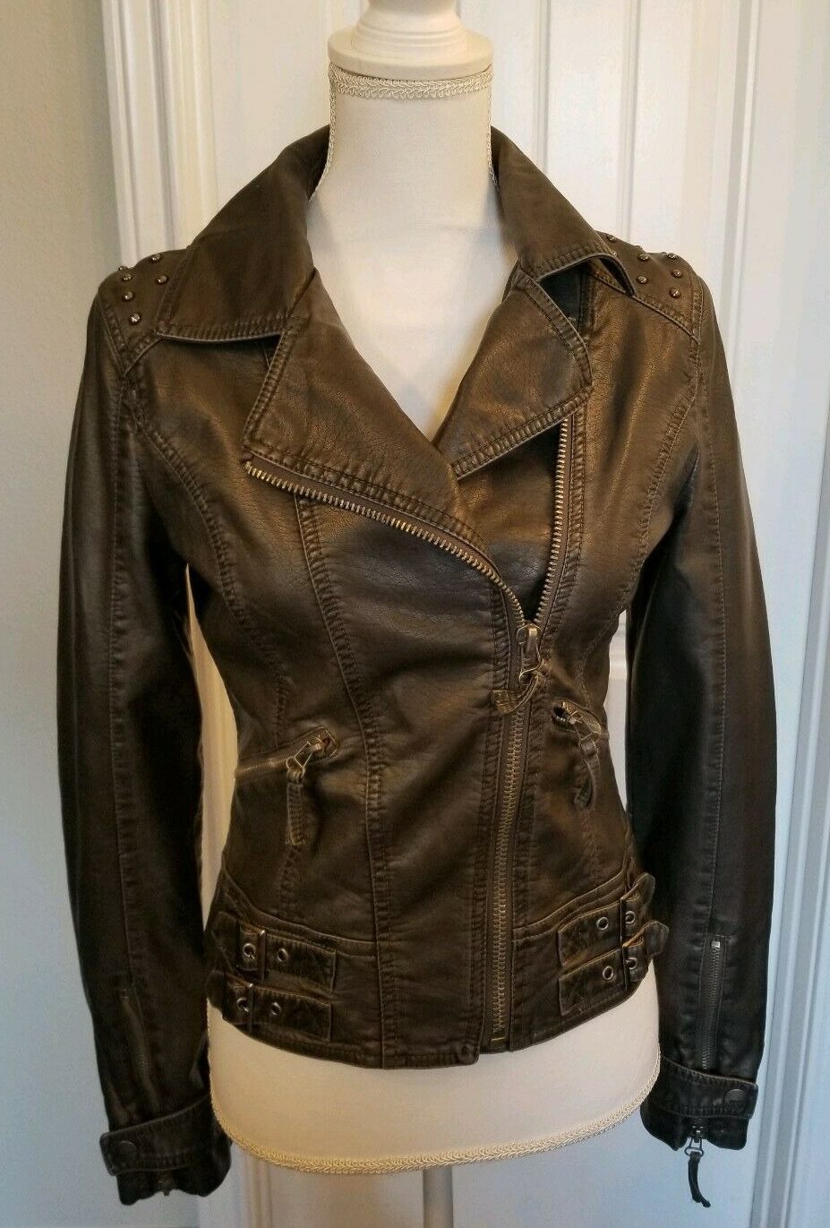 Womens Fashion Miss Sixty M60 Stud Leather Jacket - A2 Jackets