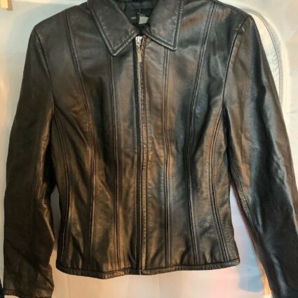 Moda International Black Biker Leather Jacket