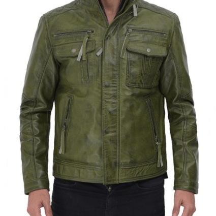 Mens Moffit Dark Green Classic Leather Jacket