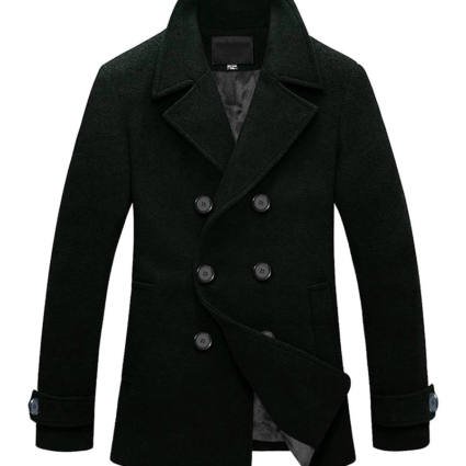 Mens TWM Morris Double Breasted Dark Green Wool Pea Coat