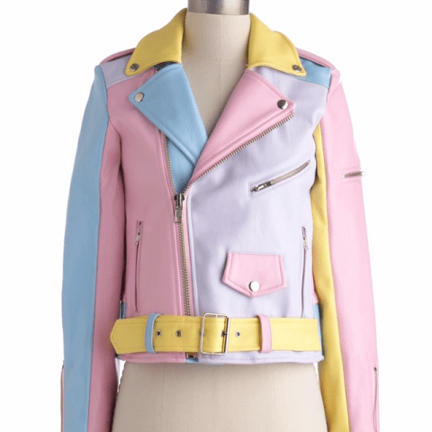 Womens Multi Color Style Leather Jacket