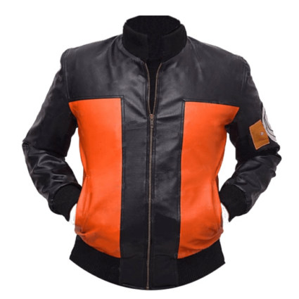 Mens Naruto Uzumaki Bomber Leather Jacket