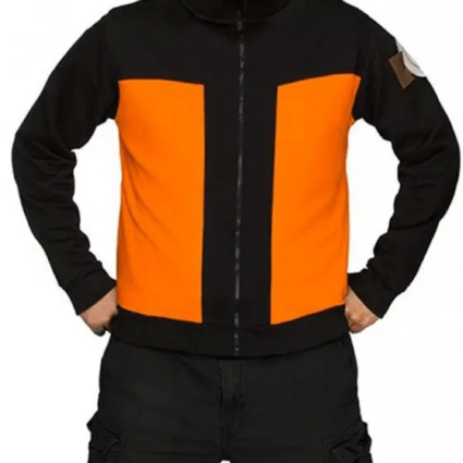 Mens Japanese Warrior Naruto Uzumaki Orange & Black Track Jacket