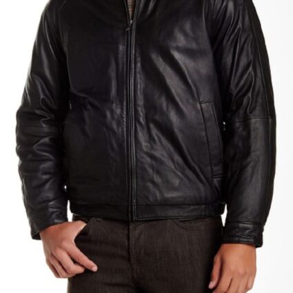 Mens Nautica Bomber Leather Jacket