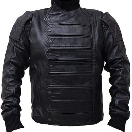 Avengers Infinity War Black Bucky Barnes with Detachable Sleeves Real & Faux Leather Jacket