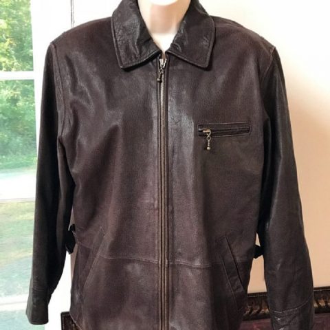 Mens Newport News Easy Style Brown Leather Jacket