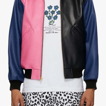 Noon Goons Plays Up Biker With Vibrant Colorblocked Leather Jacket
