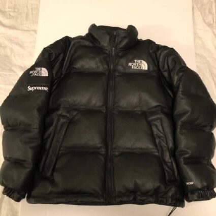 The North Face Nuptse Black Leather Jacket