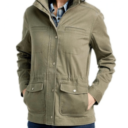 Womens Olive Green Casual Utility Cotton Jacket