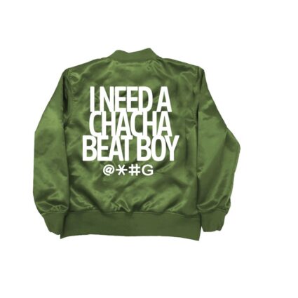 Olive Green Cha Cha Beat Boy Bomber Satin Jacket