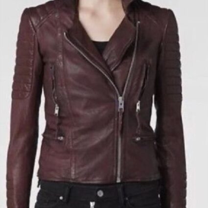 Oxblood All Saints Fashion Leather Jacket