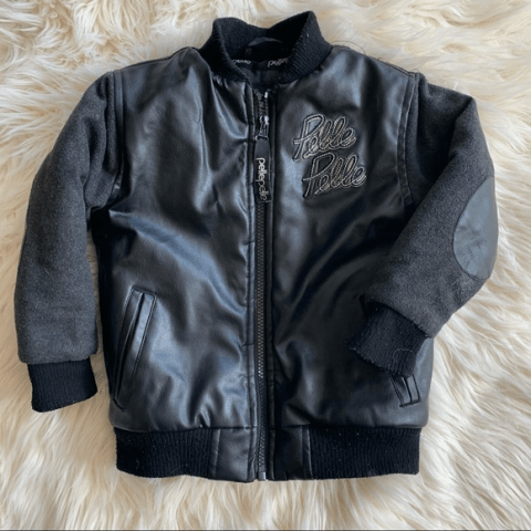 Pelle Pelle Boys 3T 50’s Black Varsity Leather Jacket
