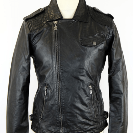 Womens Andy Warhol Pepe Black Leather Jacket