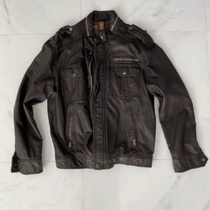 Men's Perry Ellis Brown Leather Jacket