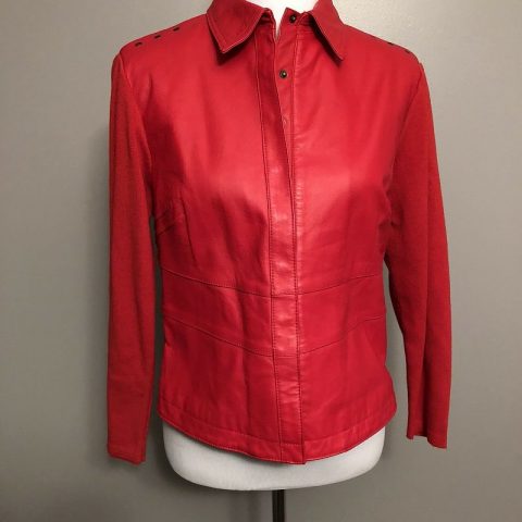 Peter Nygard Red Motorcycle Leather Jacket