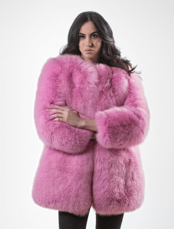 Fluffy Pink Womens Faux Fur Jacket