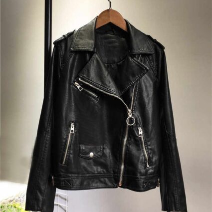 Short Pink Panther Pu Leather Jacket