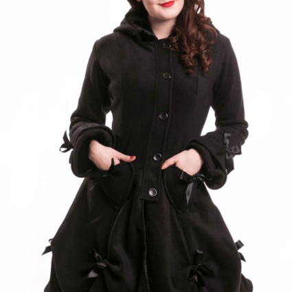 Womens Poizen Alice Black Rose Cotton Coat