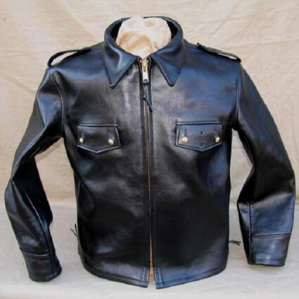 Police Horsehide Motorcycle Leather Jacket