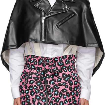 Womens Sleeveless Faux-leather Poncho-style Coat In Black