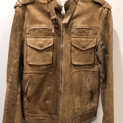 Mens Prps Moto Style Brown Leather Jacket