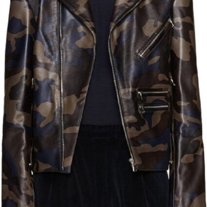 Pyer Moss Black Camoflage Leather Jacket