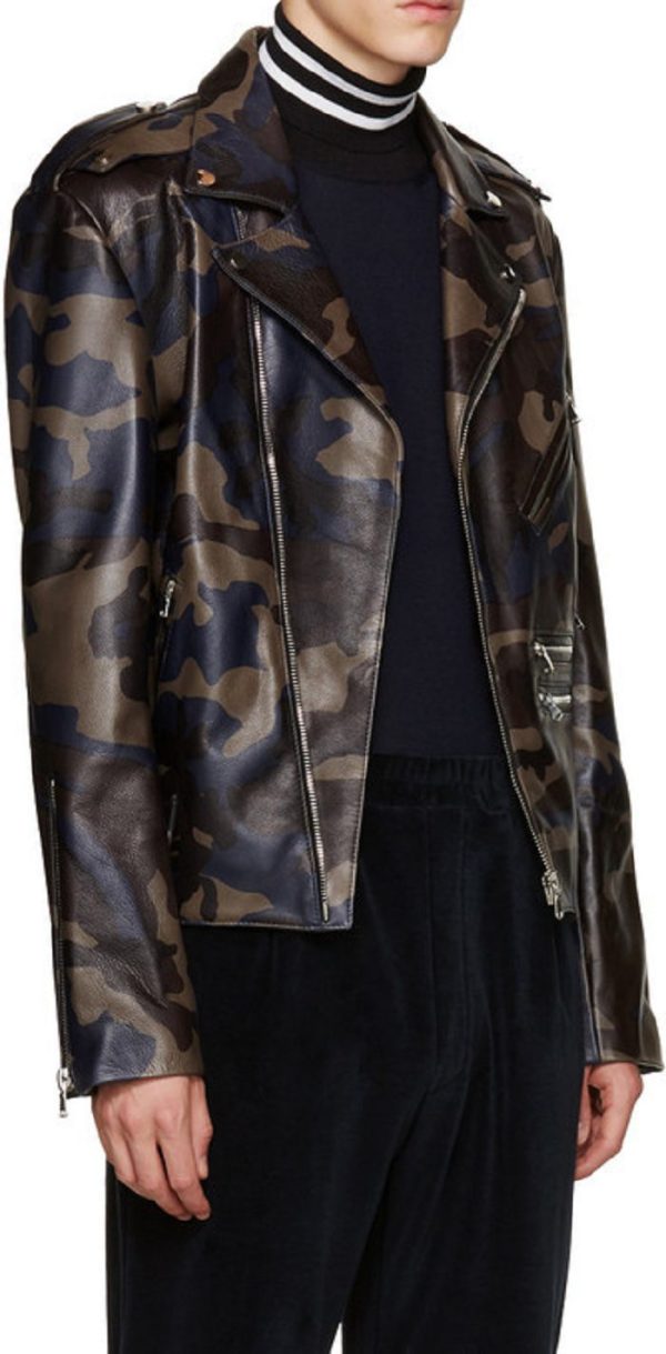 Pyer Moss Black Camoflage Leather Jacket - Image 2