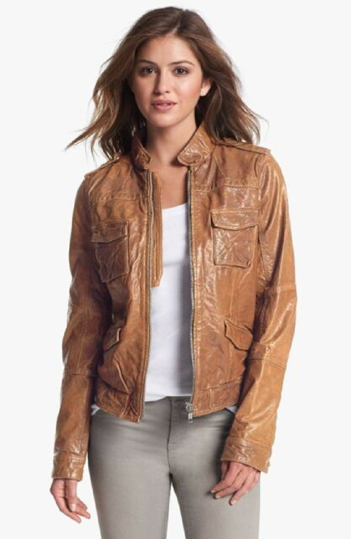 Womens Q40 Crinkled Distressed Leather Jacket - A2 Jackets