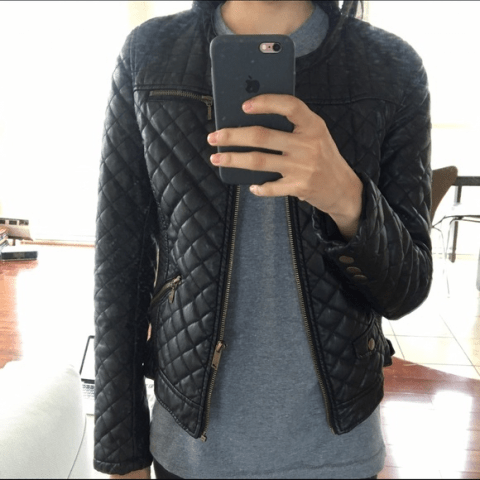Zara Trf Quilted Leather Jacket