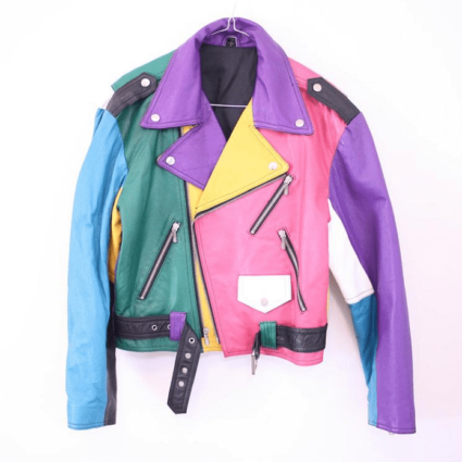 Womens Rainbow Motorcycle Leather Jacket