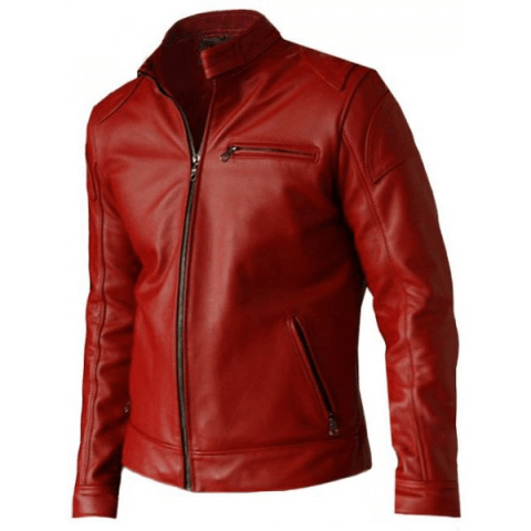 Men's Elegant Red Leather Jacket
